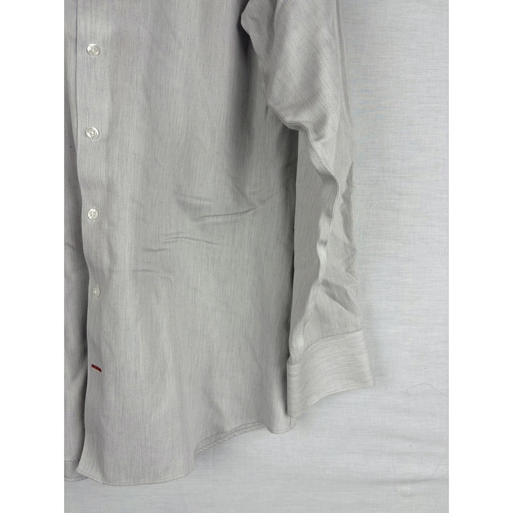 Cremieux Slim Fit Dress‎ Shirt Mens 16.5 35 Gray 100% Pima Cotton Non-Iron L/S - Picture 6 of 14